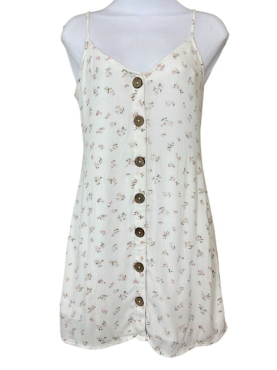 Billabong Dresses & Skirts - BillaBong Sweet For Ya in Salt Crystal Slip Dress Decorative Buttons Small